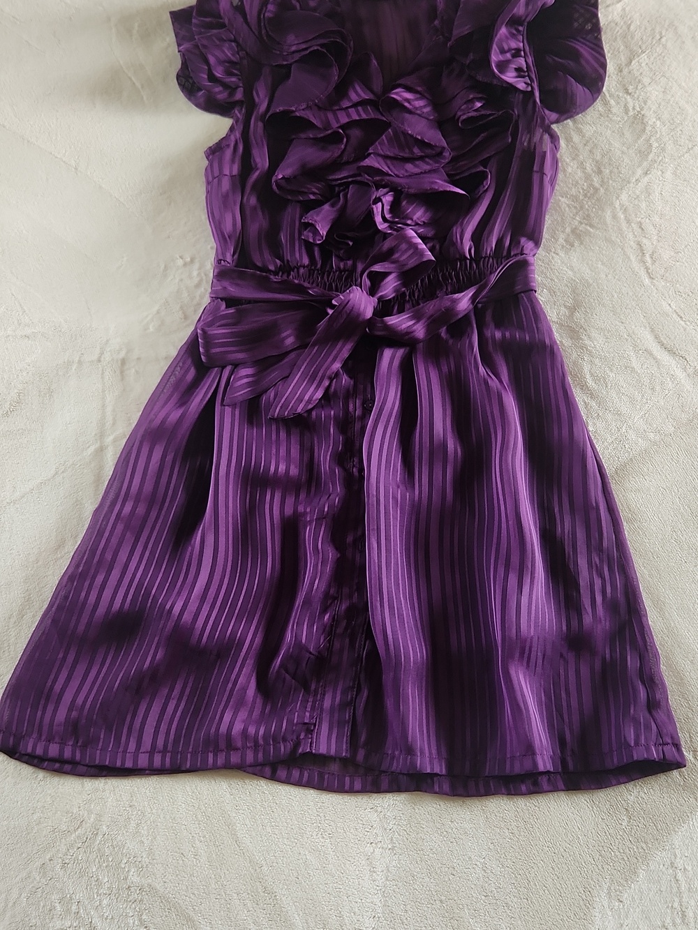 Sassy Forever 21 Purple Ruffled Tie-Waist Mini Dress Sz S